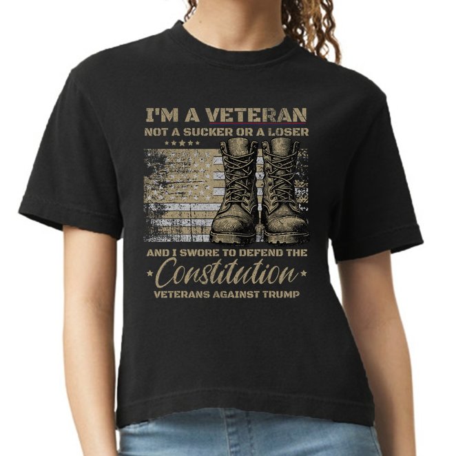 Retro Military Veterans Against Trump Protest Boycott  Comfort Colors Boxy T-Shirt