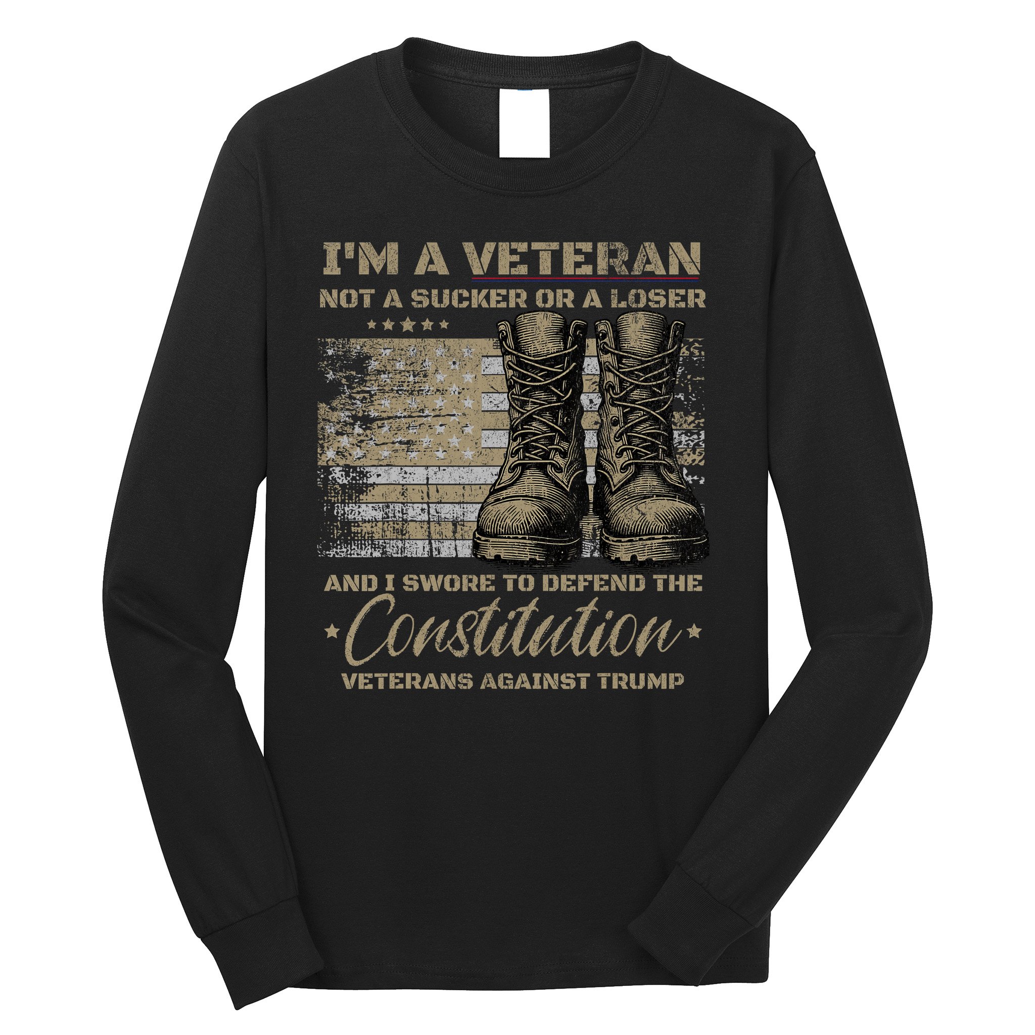 Retro Military Veterans Against Trump Protest Boycott  Long Sleeve Shirt