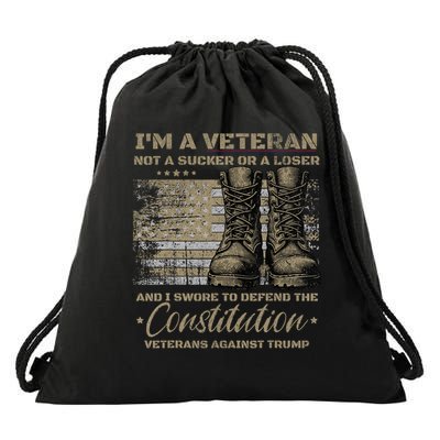 Retro Military Veterans Against Trump Protest Boycott  Drawstring Bag
