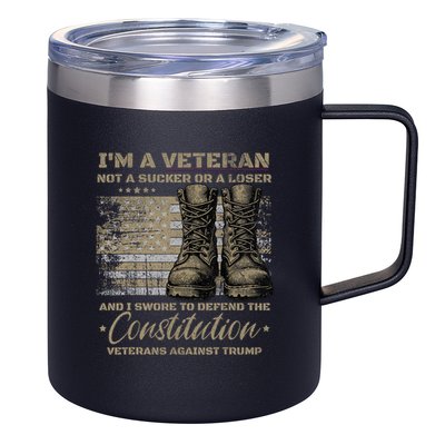 Retro Military Veterans Against Trump Protest Boycott  12oz Stainless Steel Coffee Mug