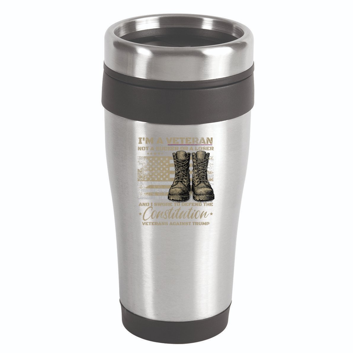 Retro Military Veterans Against Trump Protest Boycott  16oz Travel Tumbler