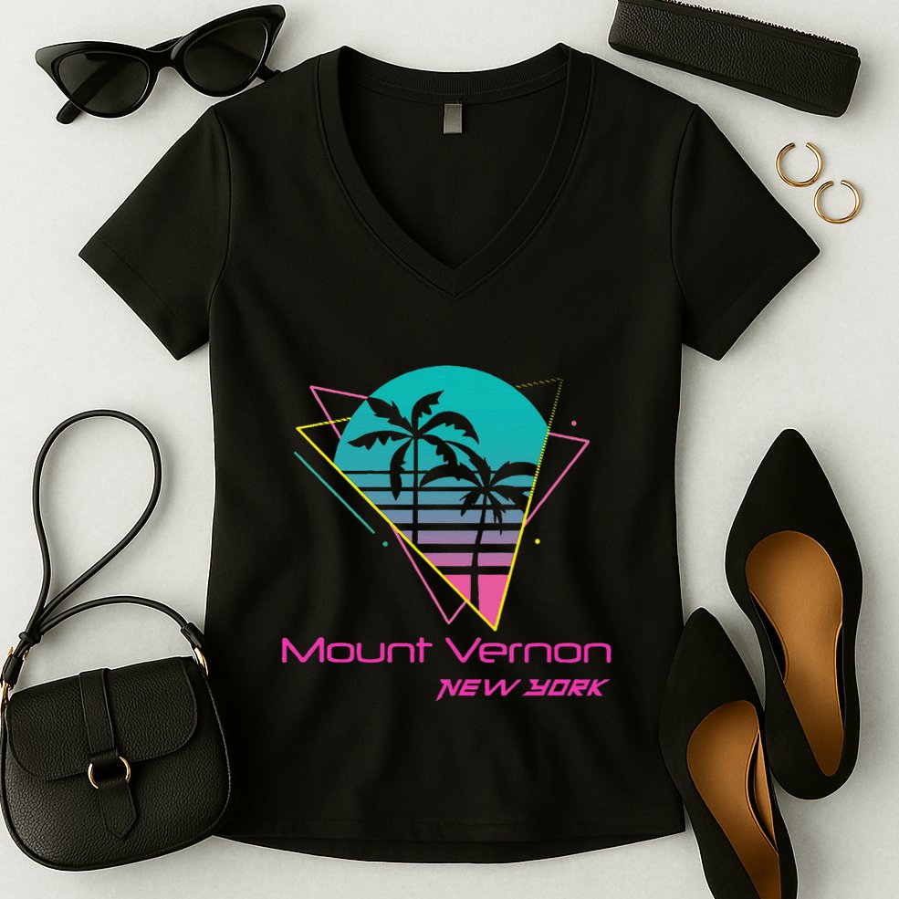 Retro Mount Vernon New York Women's V-Neck T-Shirt