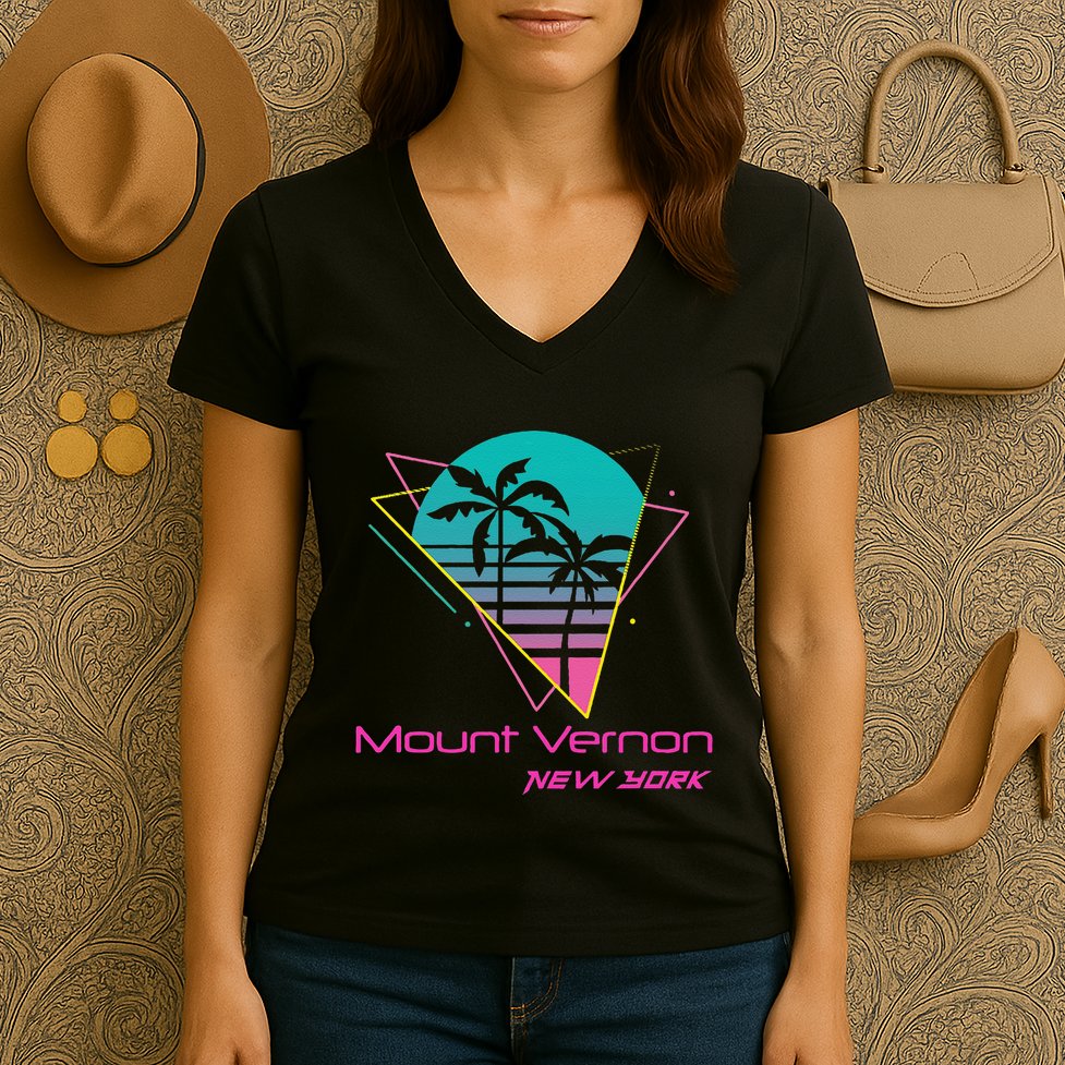 Retro Mount Vernon New York Women's V-Neck T-Shirt