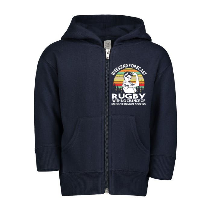 Rugby Mom Weekend Forecast Shirts Toddler Zip Fleece Hoodie