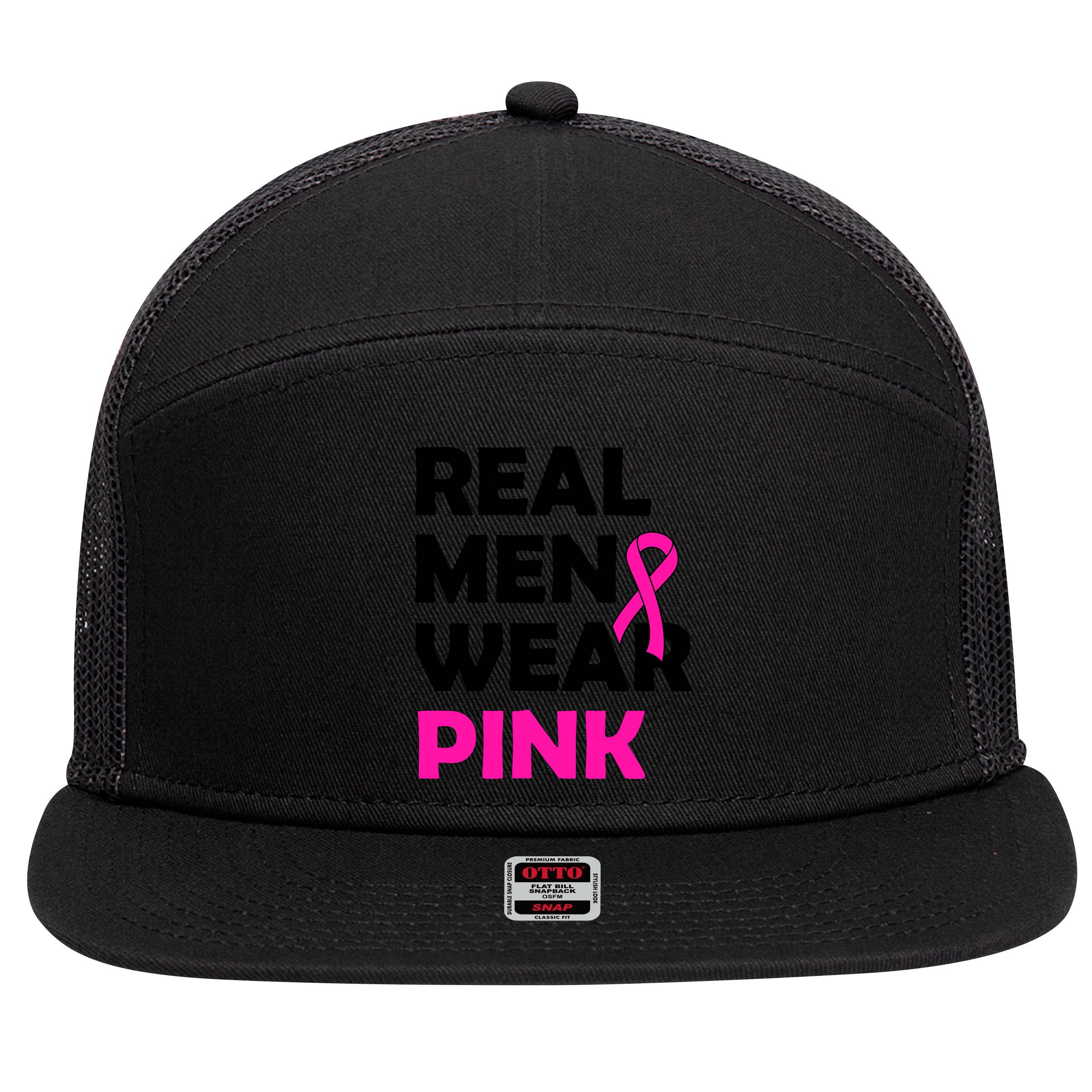 Real M.e.n Wear Pink Breast Cancer Awareness 7 Panel Mesh Trucker Snapback Hat