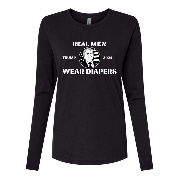 Real Me.N Wear Diapers Trump 2024 Womens Cotton Relaxed Long Sleeve T-Shirt