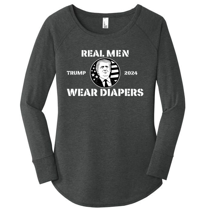 Real Me.N Wear Diapers Trump 2024 Women's Perfect Tri Tunic Long Sleeve Shirt