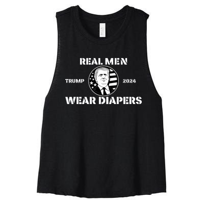 Real Me.N Wear Diapers Trump 2024 Women's Racerback Cropped Tank