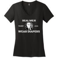 Real Me.N Wear Diapers Trump 2024 Women's V-Neck T-Shirt