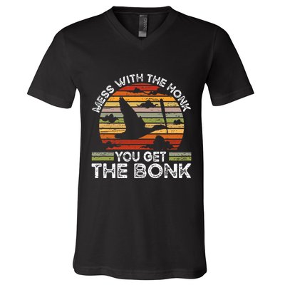 Retro Mess With The Honk You Get The Bonk V-Neck T-Shirt