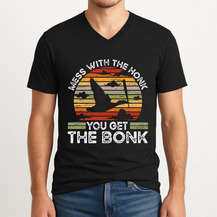 Retro Mess With The Honk You Get The Bonk V-Neck T-Shirt