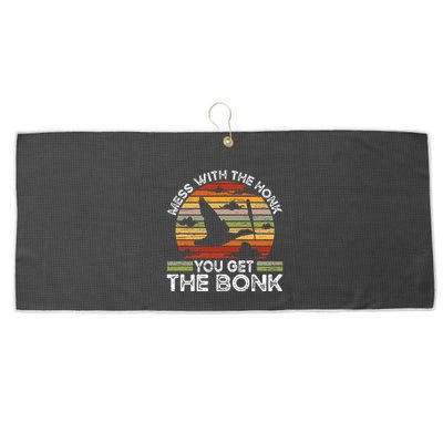 Retro Mess With The Honk You Get The Bonk Large Microfiber Waffle Golf Towel