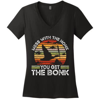 Retro Mess With The Honk You Get The Bonk Women's V-Neck T-Shirt