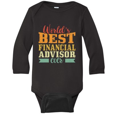 Retro Motif Worlds Best Financial Advisor Baby Long Sleeve Bodysuit