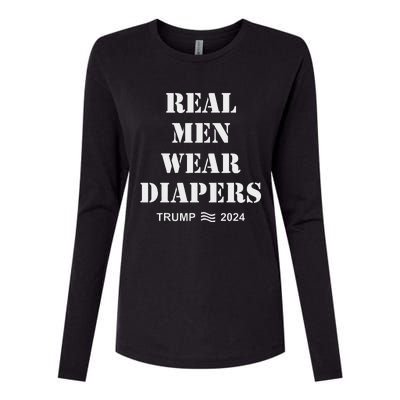 Real M.E.N Wear Diapers Trump 2024 Meme Womens Cotton Relaxed Long Sleeve T-Shirt