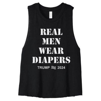 Real M.E.N Wear Diapers Trump 2024 Meme Women's Racerback Cropped Tank