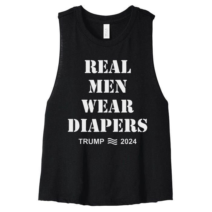 Real M.E.N Wear Diapers Trump 2024 Meme Women's Racerback Cropped Tank