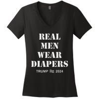 Real M.E.N Wear Diapers Trump 2024 Meme Women's V-Neck T-Shirt