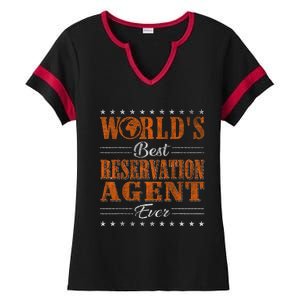 Retro Motif Worlds Best Reservation Agent Ladies Halftime Notch Neck Tee