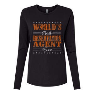 Retro Motif Worlds Best Reservation Agent Womens Cotton Relaxed Long Sleeve T-Shirt