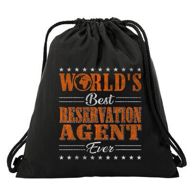 Retro Motif Worlds Best Reservation Agent Drawstring Bag