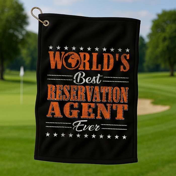 Retro Motif Worlds Best Reservation Agent Golf Towel