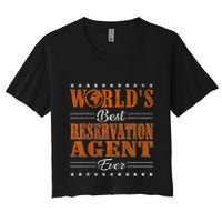 Retro Motif Worlds Best Reservation Agent Crop Top