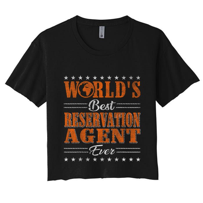 Retro Motif Worlds Best Reservation Agent Crop Top