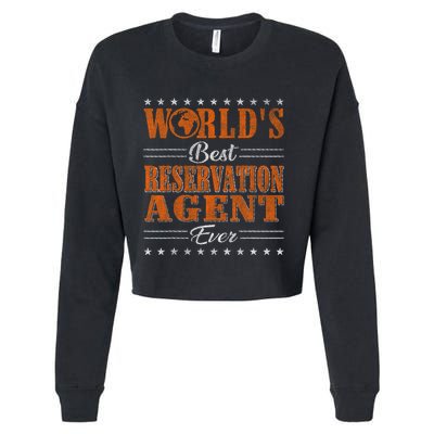 Retro Motif Worlds Best Reservation Agent Cropped Pullover Crew