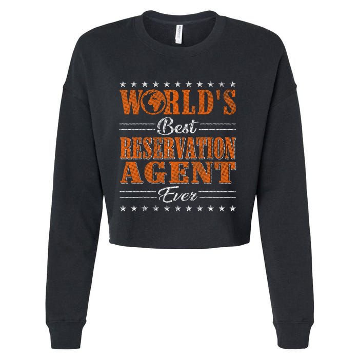 Retro Motif Worlds Best Reservation Agent Cropped Pullover Crew
