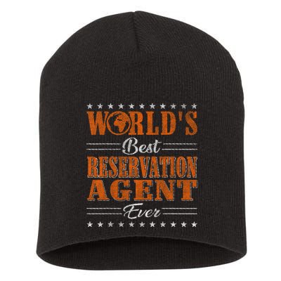 Retro Motif Worlds Best Reservation Agent Short Acrylic Beanie