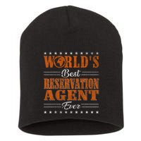 Retro Motif Worlds Best Reservation Agent Short Acrylic Beanie
