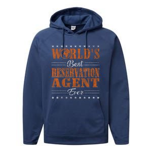 Retro Motif Worlds Best Reservation Agent Performance Fleece Hoodie