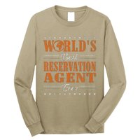 Retro Motif Worlds Best Reservation Agent Long Sleeve Shirt