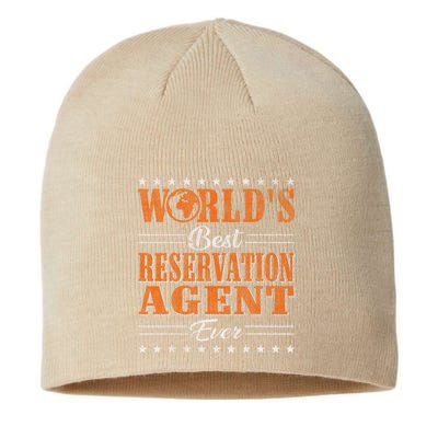 Retro Motif Worlds Best Reservation Agent Sustainable Beanie