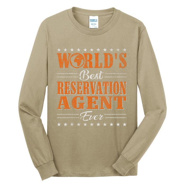 Retro Motif Worlds Best Reservation Agent Tall Long Sleeve T-Shirt