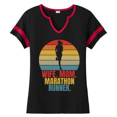 Running Marathoner Wife Mom Marathon Runner Gift Ladies Halftime Notch Neck Tee