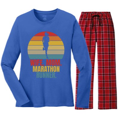 Running Marathoner Wife Mom Marathon Runner Gift Women's Long Sleeve Flannel Pajama Set 