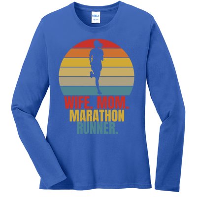 Running Marathoner Wife Mom Marathon Runner Gift Ladies Long Sleeve Shirt