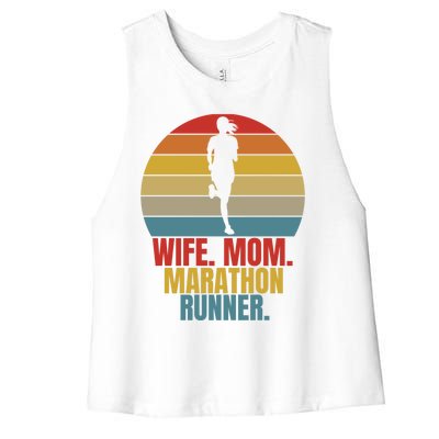 Running Marathoner Wife Mom Marathon Runner Gift Women's Racerback Cropped Tank