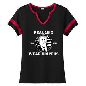 Real Man Wear Diapers Trump 2024 Ladies Halftime Notch Neck Tee