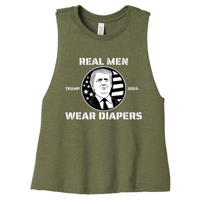 Real Man Wear Diapers Trump 2024 Women's Racerback Cropped Tank