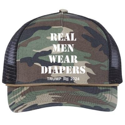 Real Man Wear Diapers Trump 2024 Retro Rope Trucker Hat Cap