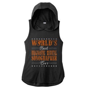 Retro Motif Worlds Best Diagnostic Medical Sonographer Ladies PosiCharge Tri-Blend Wicking Draft Hoodie Tank