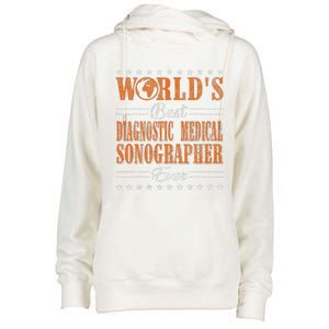 Retro Motif Worlds Best Diagnostic Medical Sonographer Womens Funnel Neck Pullover Hood