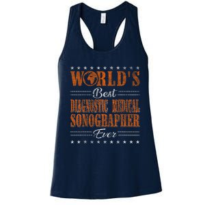 Retro Motif Worlds Best Diagnostic Medical Sonographer Women's Racerback Tank