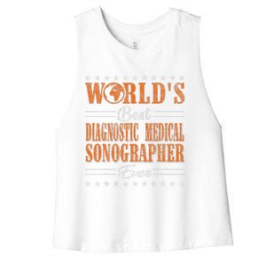 Retro Motif Worlds Best Diagnostic Medical Sonographer Women's Racerback Cropped Tank