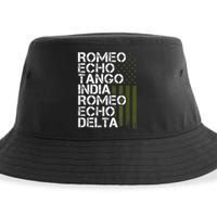 RETIRED Military  Wo Phonetic Alphabet Retirement Sustainable Bucket Hat