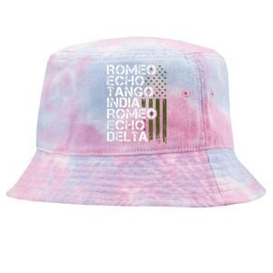 RETIRED Military  Wo Phonetic Alphabet Retirement Tie-Dyed Bucket Hat