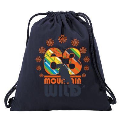 Retro Mountain Wild Skiing Ski Gift Drawstring Bag